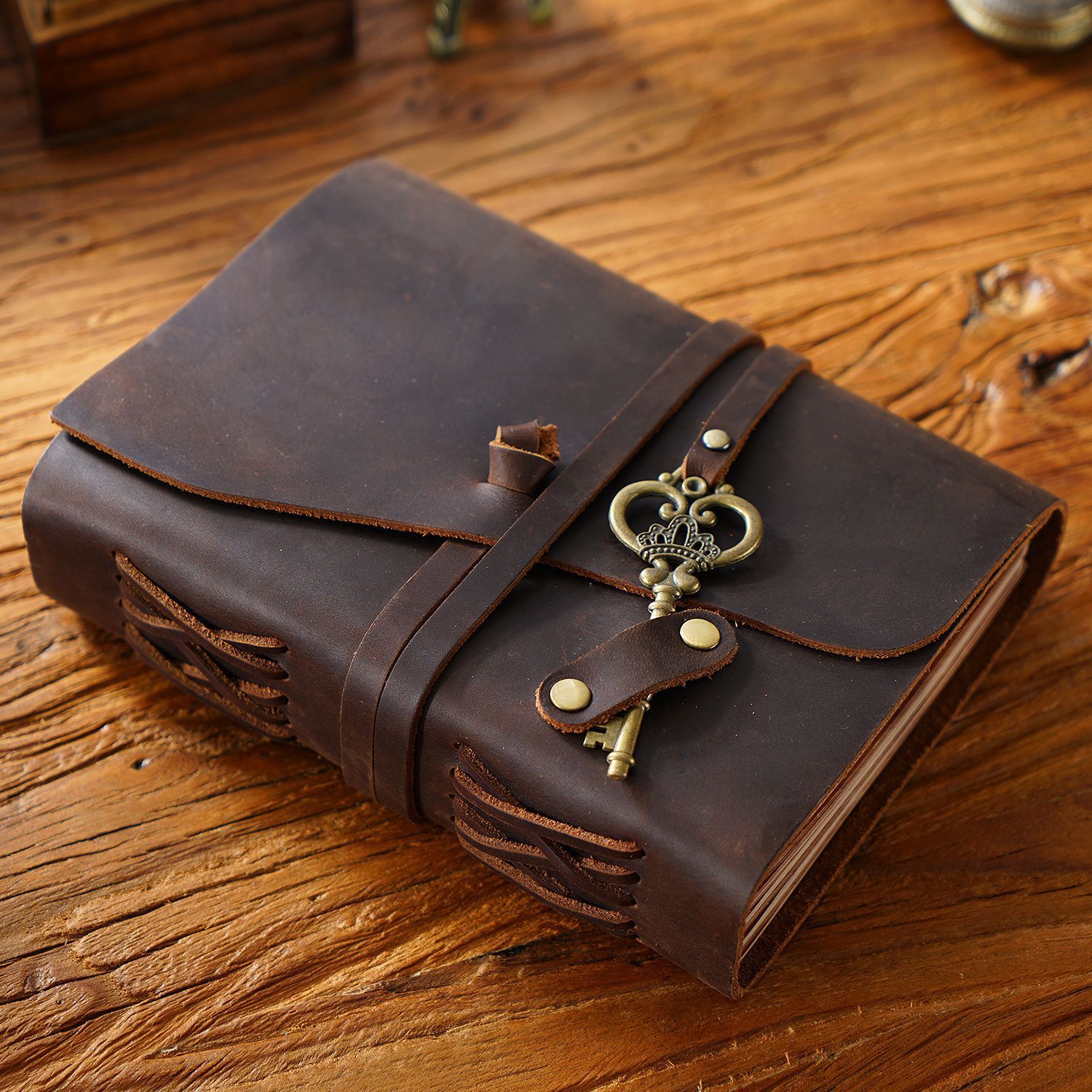 Vintage A5 leather notebook, top layer , traveler's notebook, notebook, vintage handmade loose leaf magic diary