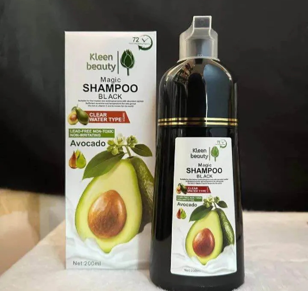 Kleen Beauty Magic Black Hair Shampoo Avocado Extract, Instant Black Color, Lead-Free, Clear Water Type By BlissCart