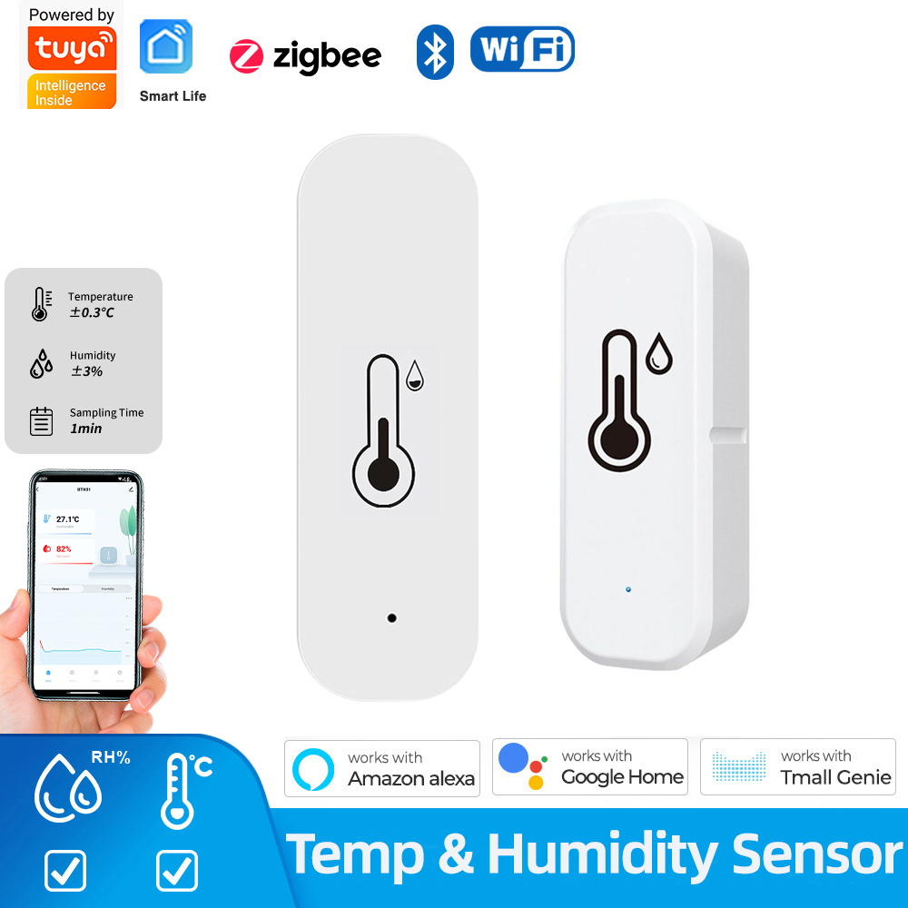Tuya Smart Zigbee Temperature Humidity Sensor LCD Display Thermometer App Remote Monitor Works With Alexa Assistant Z2M