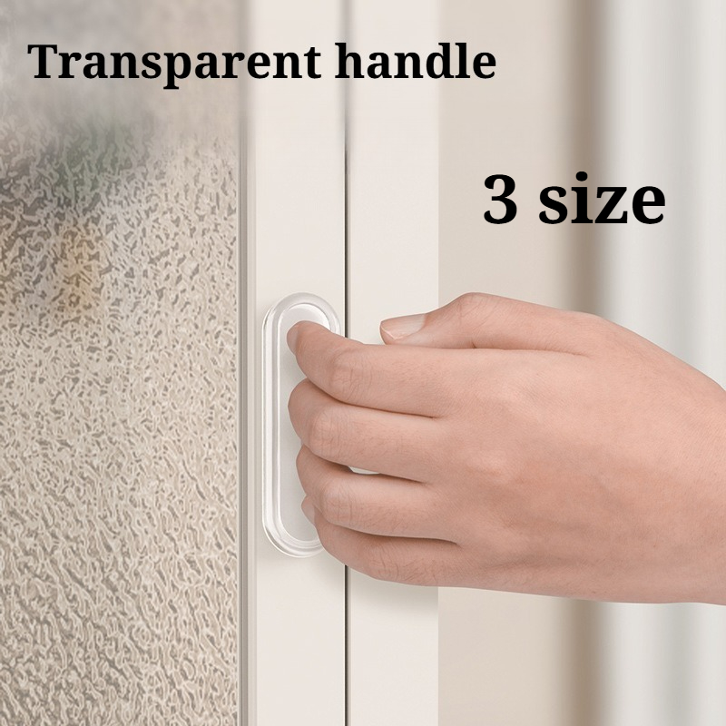 Self Adhesive Punch Free Handle Transparent Pull Knob for Sliding Door Cabinet Closet Drawer Glass Wardrobe