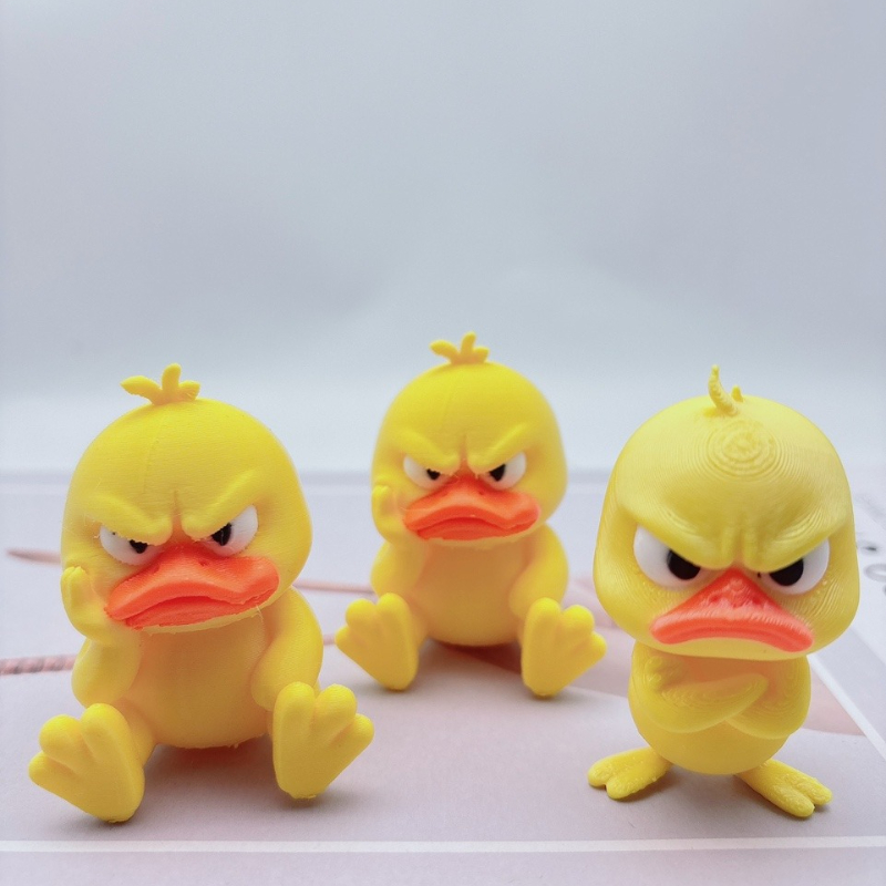 3D Printed Angry Little Yellow Duck Statue - Cute Angry Expression and Big Eyes for Home, Office, Party Desktop Decoration - Durable Plastic Materials No Power - Perfect Gift for Duck Lovers and Collectors - Birthday, Housewarming Gift - Indoor and Out...