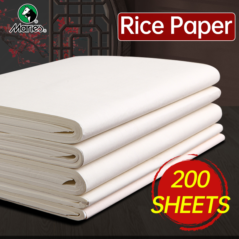 200 Sheets Marie's Xuan Paper,Soft Papers Sheng/Raw Xuan for Block Printing,Watercolors,Calligraphy,Chinese Painting for Adults