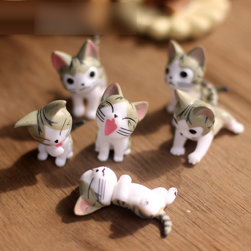 1pc 4cm PVC Cheese cat miniature figurines toys cute lovely Model Kids Toys