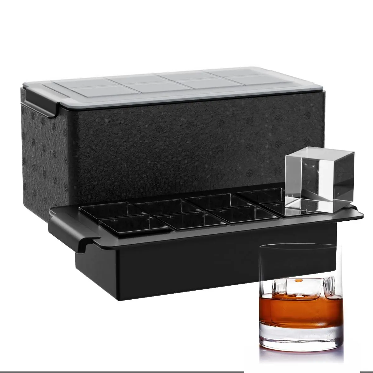 Clear Ice Cube Tray for : 2Inch Clear Ice Cube Maker -Square Ice Cube Tray for Old Fashioned