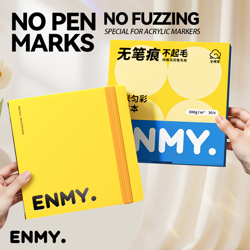 ENMY Cotton Fiber Watercolor Paper 300g/㎡ Acrylic Marker Paper No Bleed Art Paper for Drawing Notebooks Office School Supplies