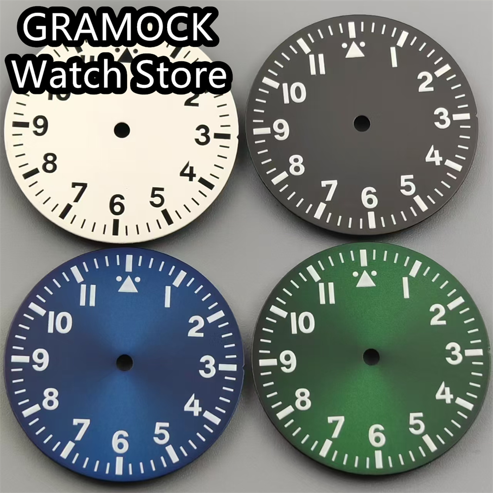 GRAMOCK 29mm Dial Black Watch Dial Green Luminous Fit NH35 NH36 Movement