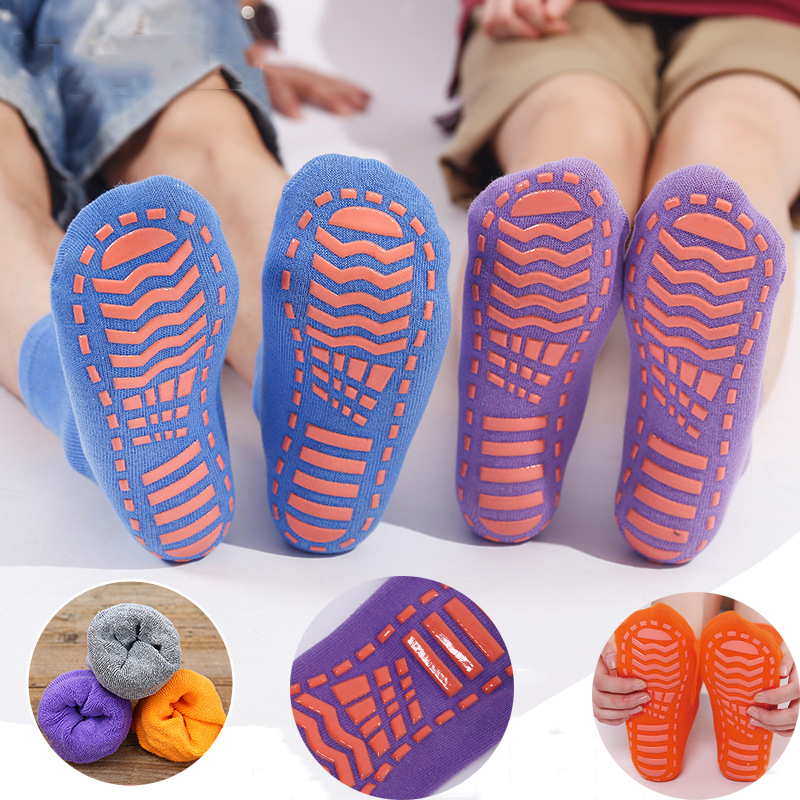 Indoor Yoga Pilates Trampoline Women's Socks /Children Silicone Non Slip Cotton Socks Floor Foot Massage Ankle Socks
