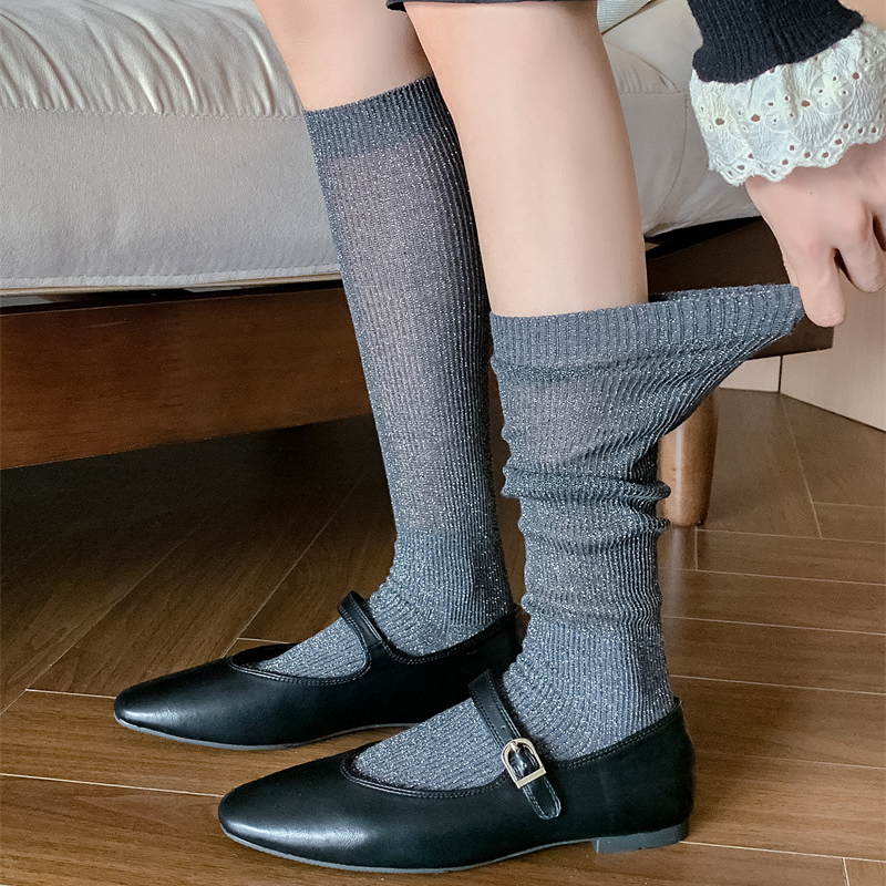 Casual Warm JK Cotton Solid color Student Women Stockings Knee High Socks Hosiery Calf Sock