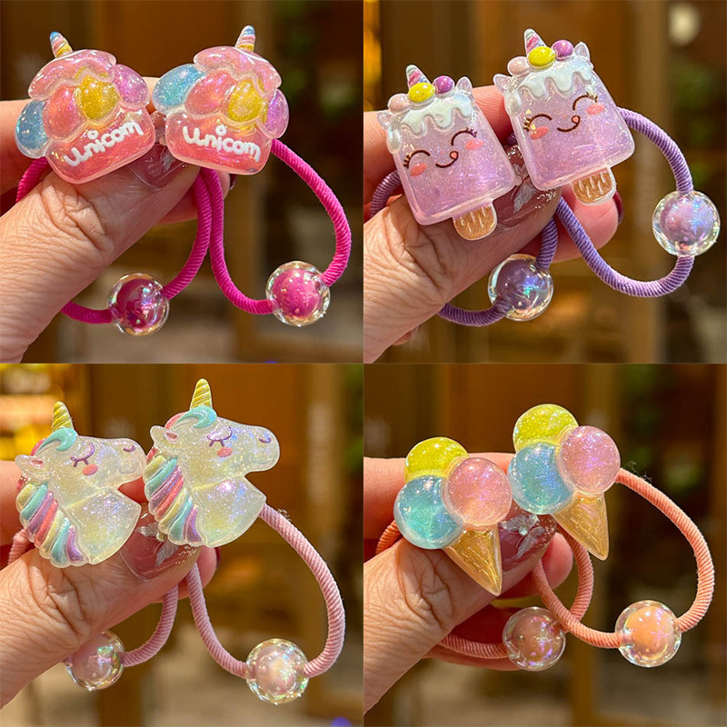 1 Pair Rainbow Elastic Hair Bands for Girls Children's Lovely Hair Accessories Baby Headwear Ties
