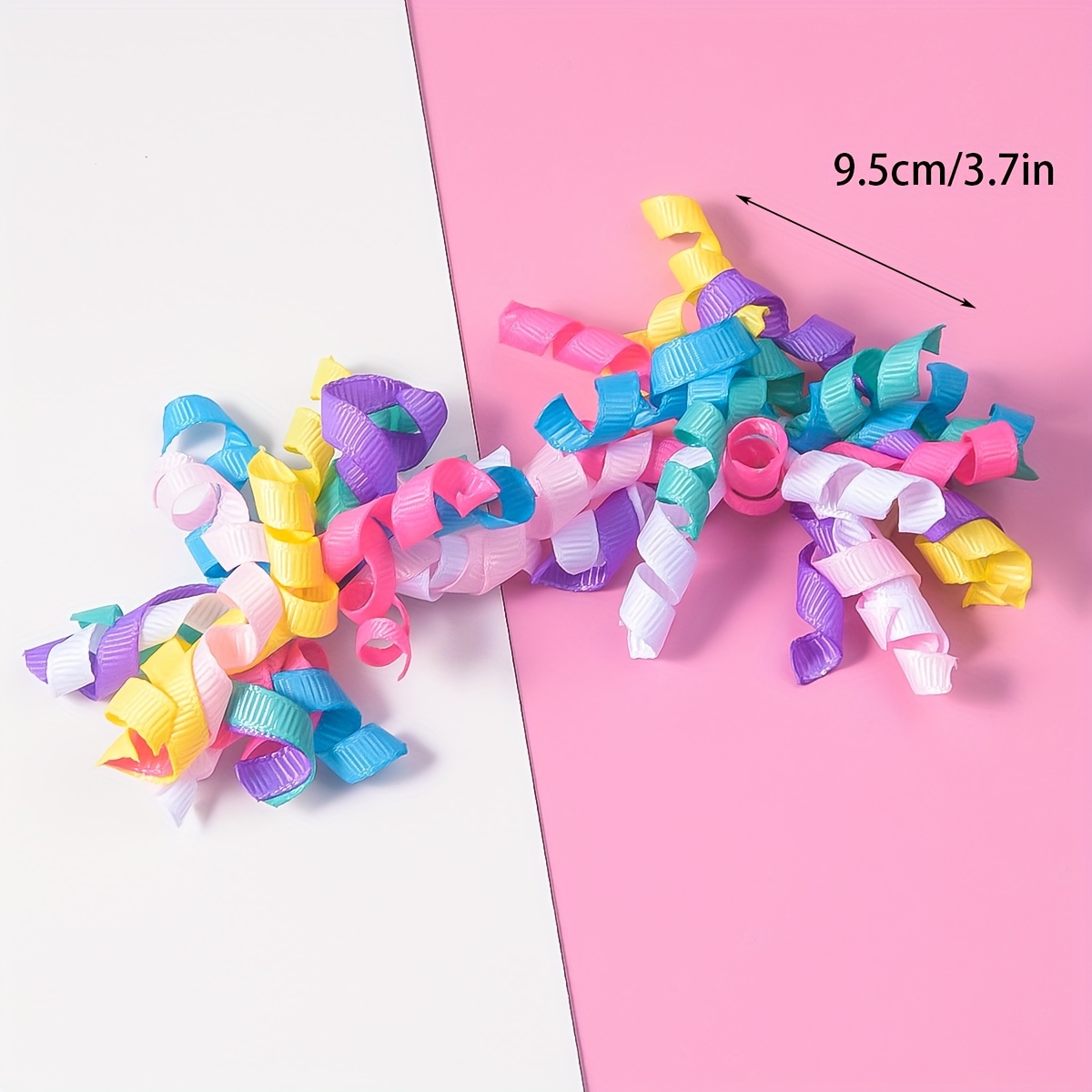 2 colorful ribbed ribbon roll pair clip Fashion personality powder girl movie star series daily dress up hair accessories