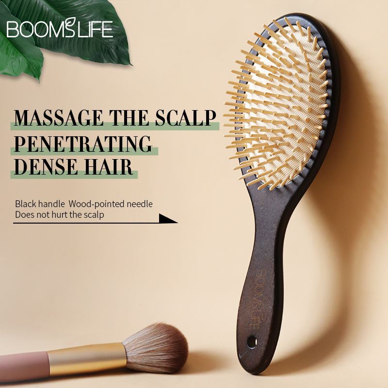 Head Massage Steel Hair Brush Women Mini Pocket Hair Comb Airbag Detangling Hairbrush With Steel Needle Wood Comb For Hair