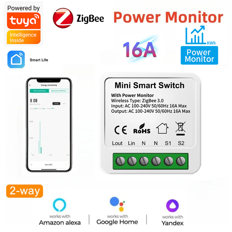 ZigBee 3.0 Smart Switch 16A, Tuya Smart Life Alexa Home Voice Control RF433 Wireless Remote Control Module