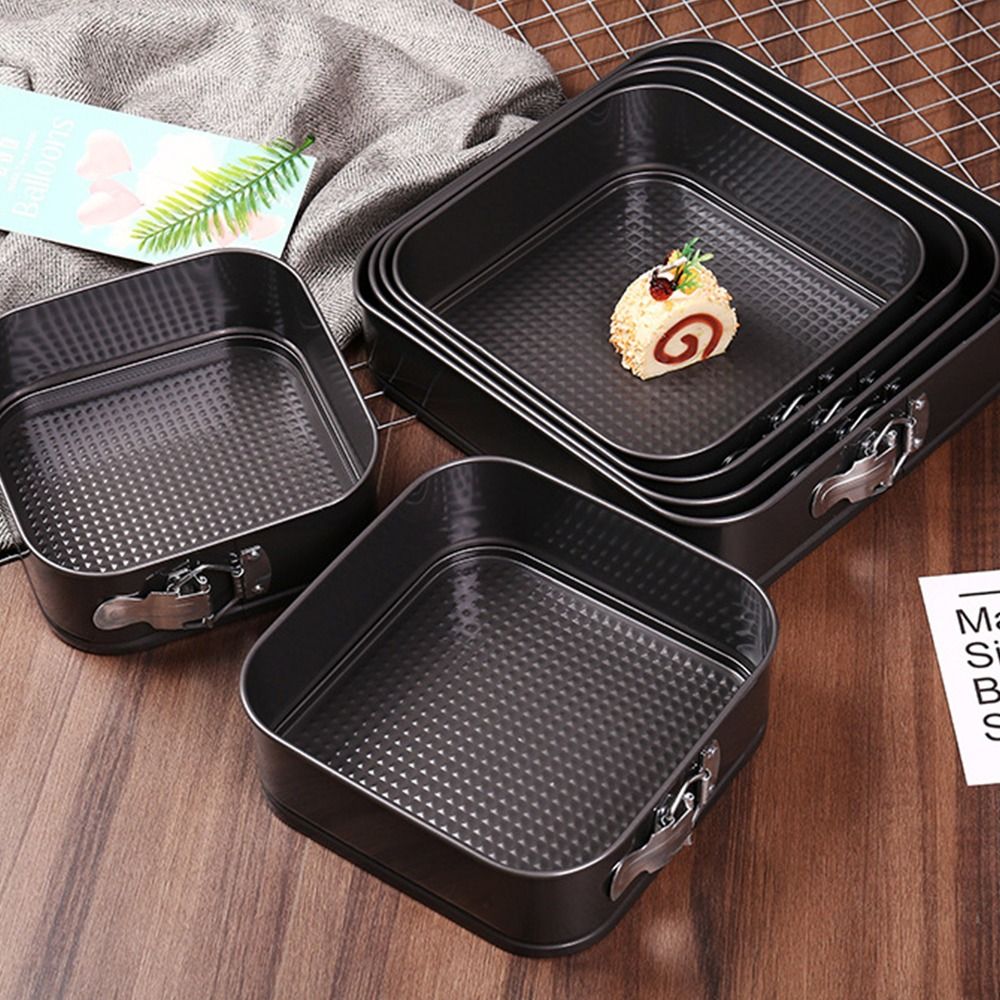 Portable 1Pcs Carbon Steel Baking Mould Leakproof Square Cake Baking Pan Non-Stick 7-12inch Cake Mould for Home Kitchen Bakery