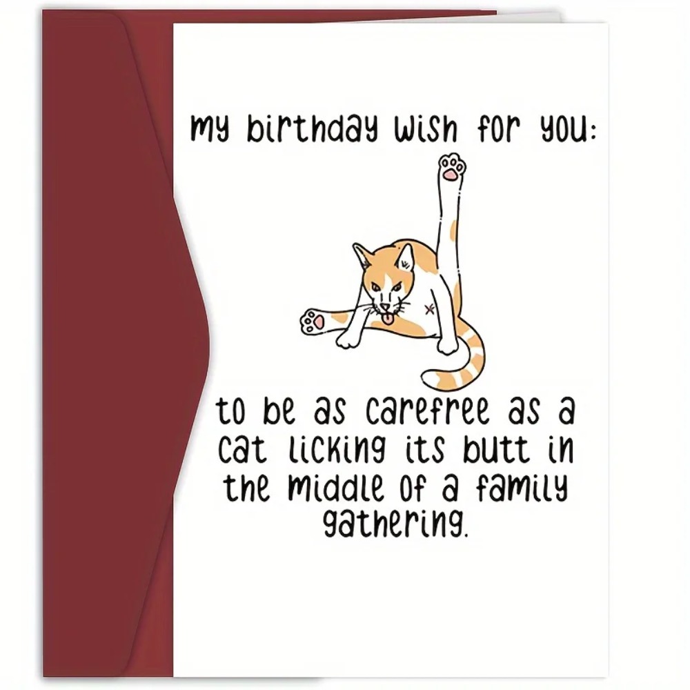 Funny Birthday Card with Cute Kitten Design. Perfect for Family, Friends, Colleagues, Besties, Brothers.