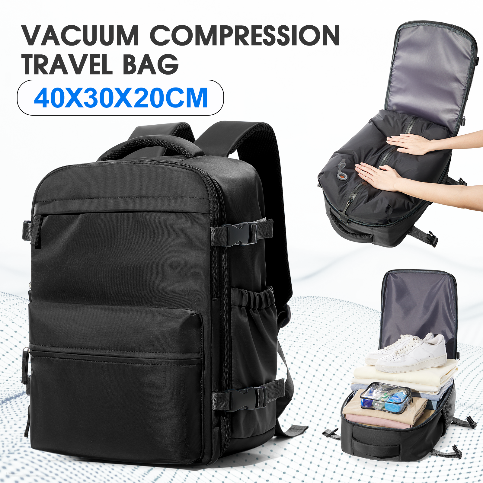 Vacuum Compression Travel Backpack Ryanair 40x30x20 Cabin Bag Men Luggage Laptop Backpack Business, Vacuum Clothing Storage Bag