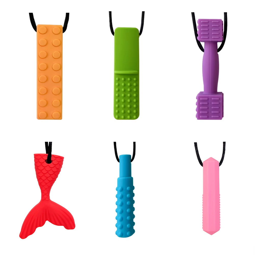 1Pcs Shark Sensory Chew Necklaces for Kids with Teething ADHD Autism , Oral Motor Chewy Teether Silicone Teethers