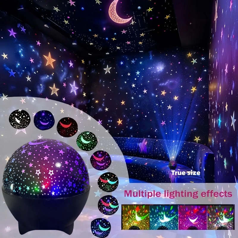 RGB Phantom Color Ambience Light LED Starry Moon Projector USB Dimmable Rotating Night Light for Kids Bedroom Room Decor