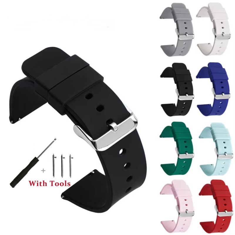 Soft Silicone Watch Strap 18/19/20/21/22/24mm Men Women Sport Waterproof Sweat-Wicking Wrist Band Quick Release Bracelet