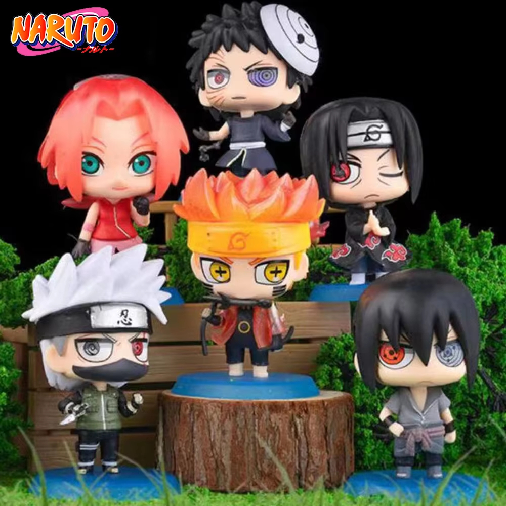 Hot 6pcs/set Naruto Shippuden Anime figure Hinata Sasuke Itachi Kakashi Obito action Figures Q Version PVCToys Dolls Kid