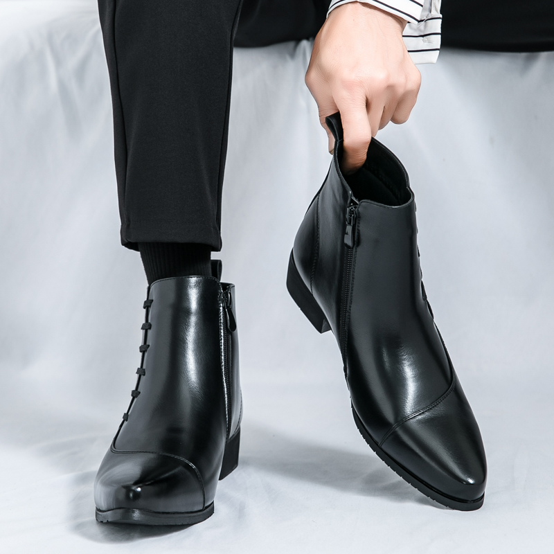 Autumn High-Top Leather Shoes for Men Trendy British Chelsea Boots Fashionable Leather Boots Business Casual Men's Boots