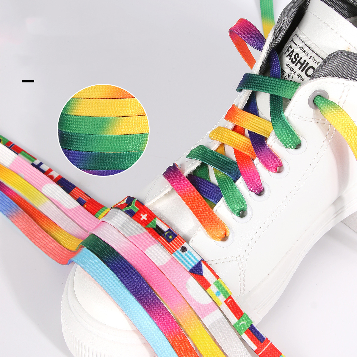 New Colorful High Quality Shoelaces Fashionable Color Gradient Laces Sneakers Length 80/100/120/150cm 1Pair/3Pair