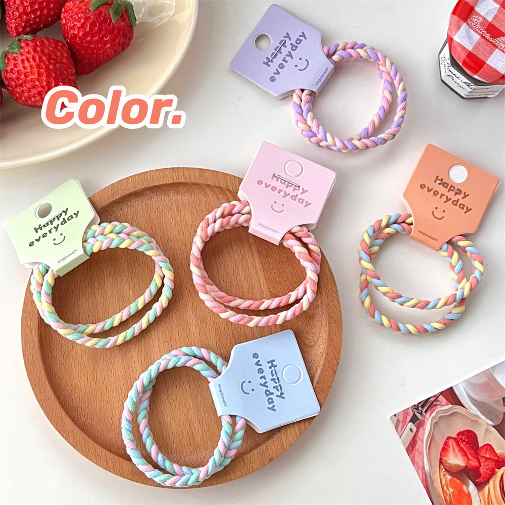 2/5pcs color braided elastic hair tie, non-slip ponytail hair tie, high elastic durable headband，cute headwear for daily use