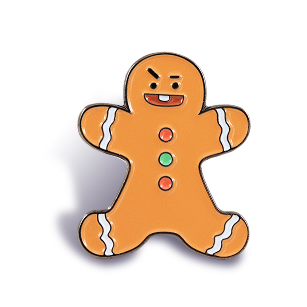1pc Funny Gingerbread Man Enamel Pin - Cute Design, Kawaii Festive Style for Daily Wear & Holiday