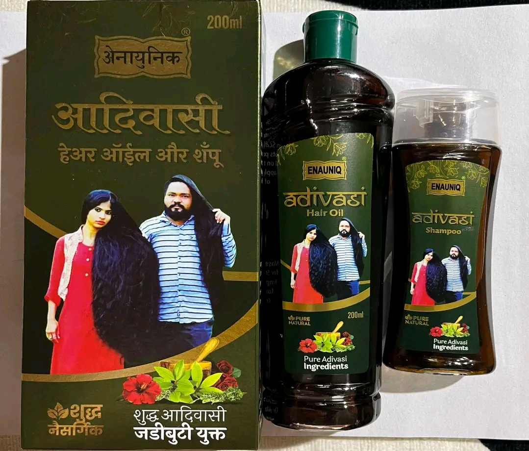 ENAUNIQ Aadivasi Hair Oil 200 Ml & Shampoo 80 Ml Comb pack For Stop Hair Fall & Hair Growth