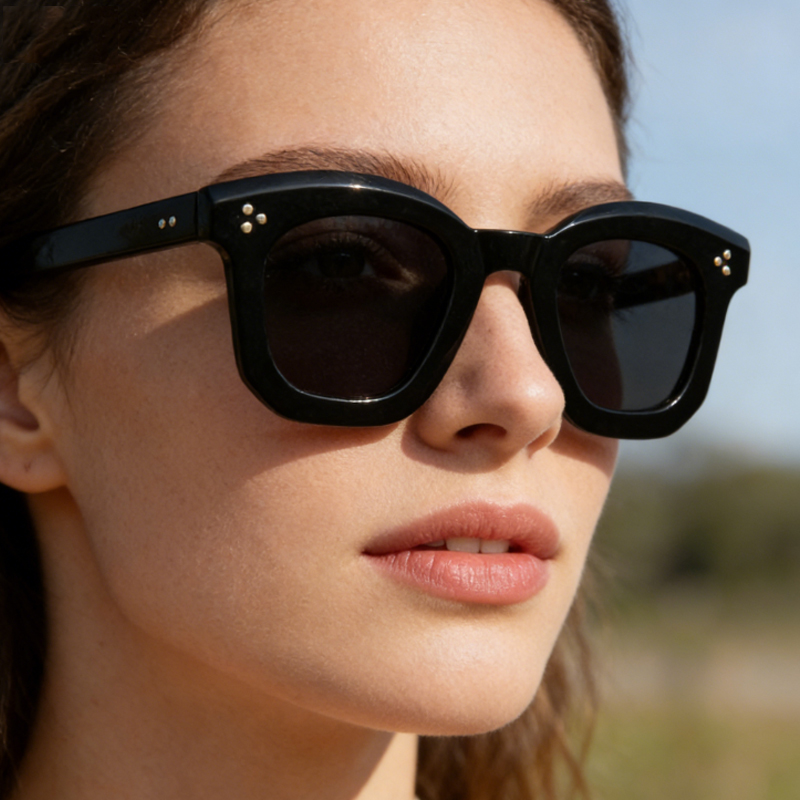 Hiking Camping New Women Fashion Square Anti Light Glasses Female Cat Eye Rivet Design Shades Vintage Color Eyewear UV400
