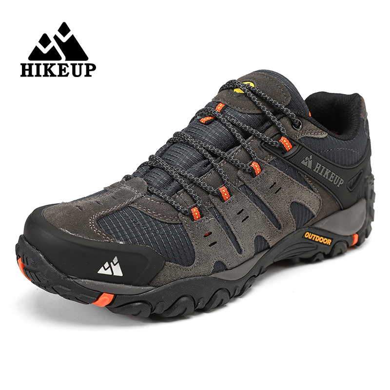 HIKEUP New Arrival Mens Hiking Shoes Breathable Lace Up Trekking Male Cushioning Outdoor Climbing Tourism Sneakers for Men