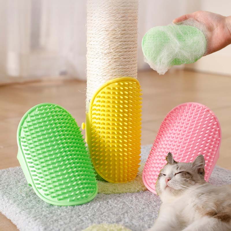 Cat Brush Comb Cat Silicone Massage Toy Kitten Colorful Scratcher Brush Self Cleaning Cat Hair Brush Pet Accessories