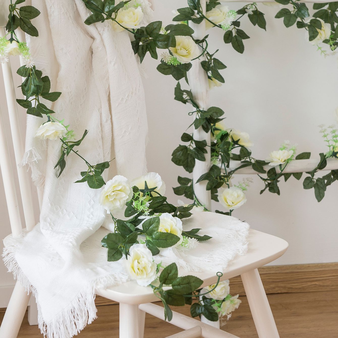 Artificial Rose Vine Flowers Wall Brial Wedding Wreath Festival Silk Rattan Fake Plants Leaf Garland Arch Home Room Decora