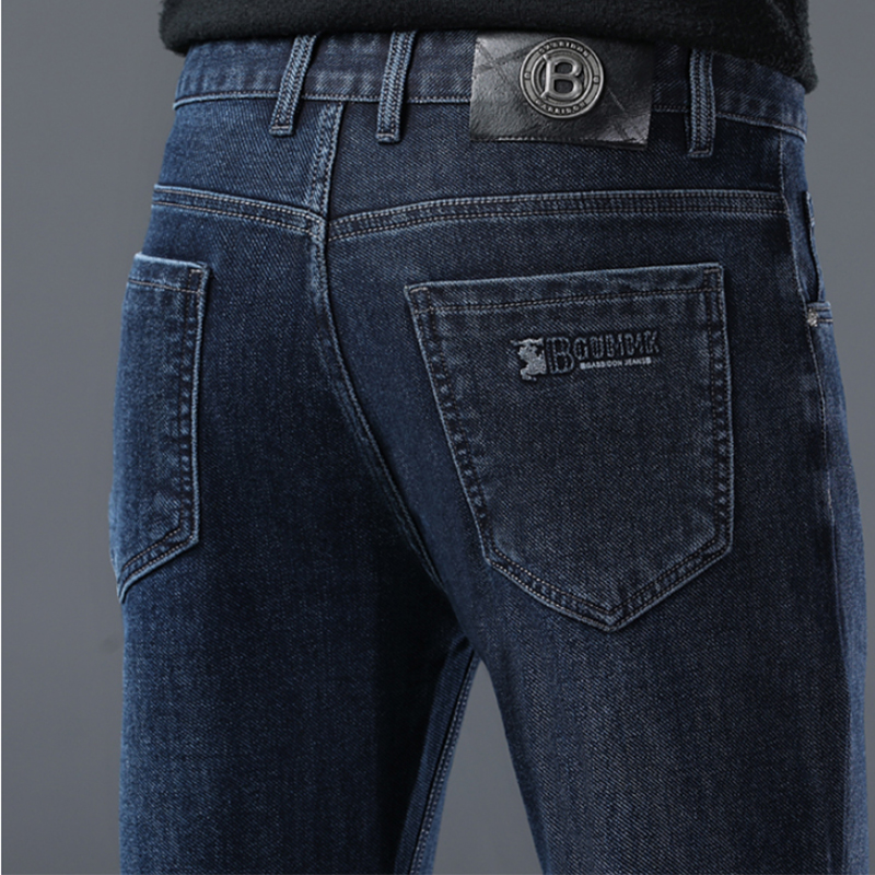 2025 New Stretch Jeans Men's Regular Classic Business Slim Trousers Black Blue Straight Male Brand Clothing Pants Size 29-40