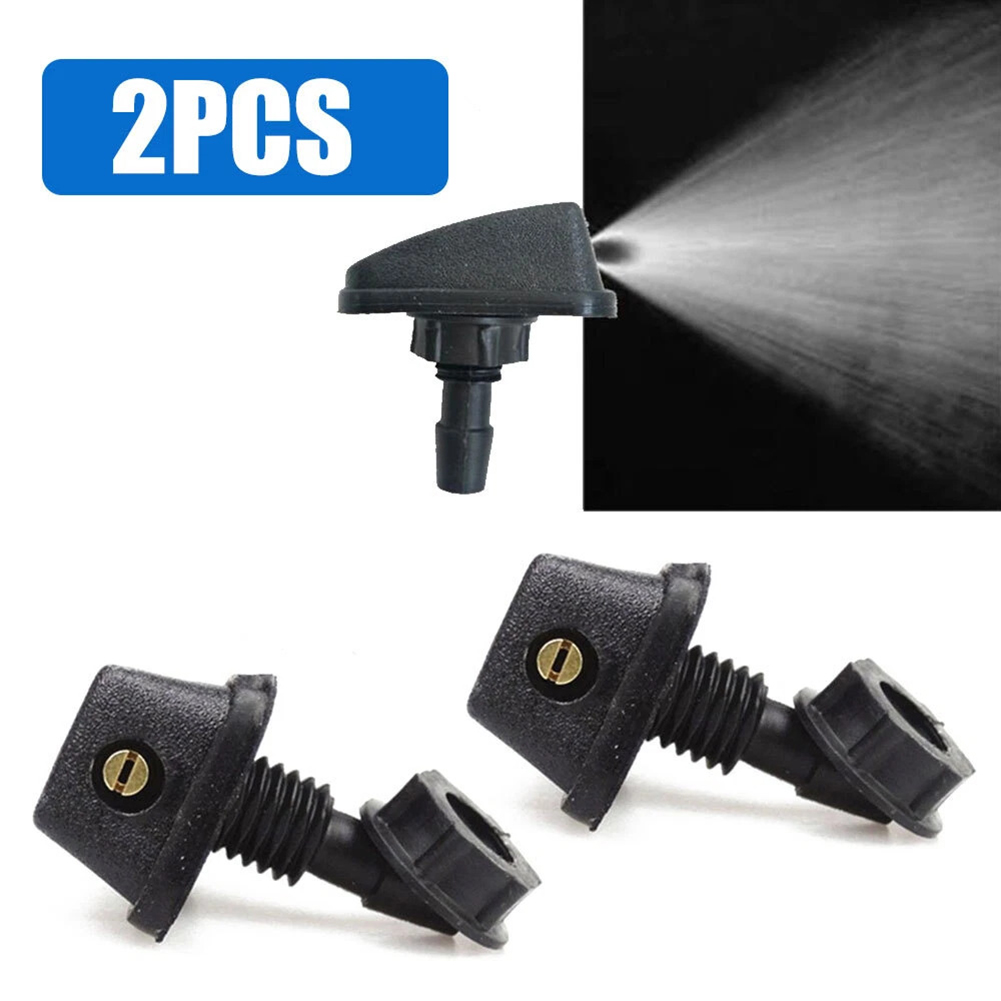 2PCS Car Front Hood Wiper Nozzle Spray Kit 360 Degree Adjustable Sprinkler Fan Nozzle Cover Windshield Washer Spray Nozzle
