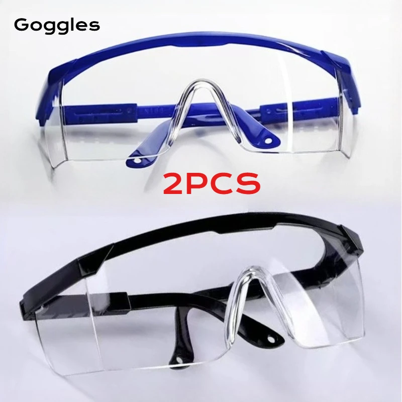 2Pcs Anti-Splash Work Safety Glasses Eye Protecting Lab Goggles Protective Industrial Wind Dust Proof Goggles Cycling Glasses