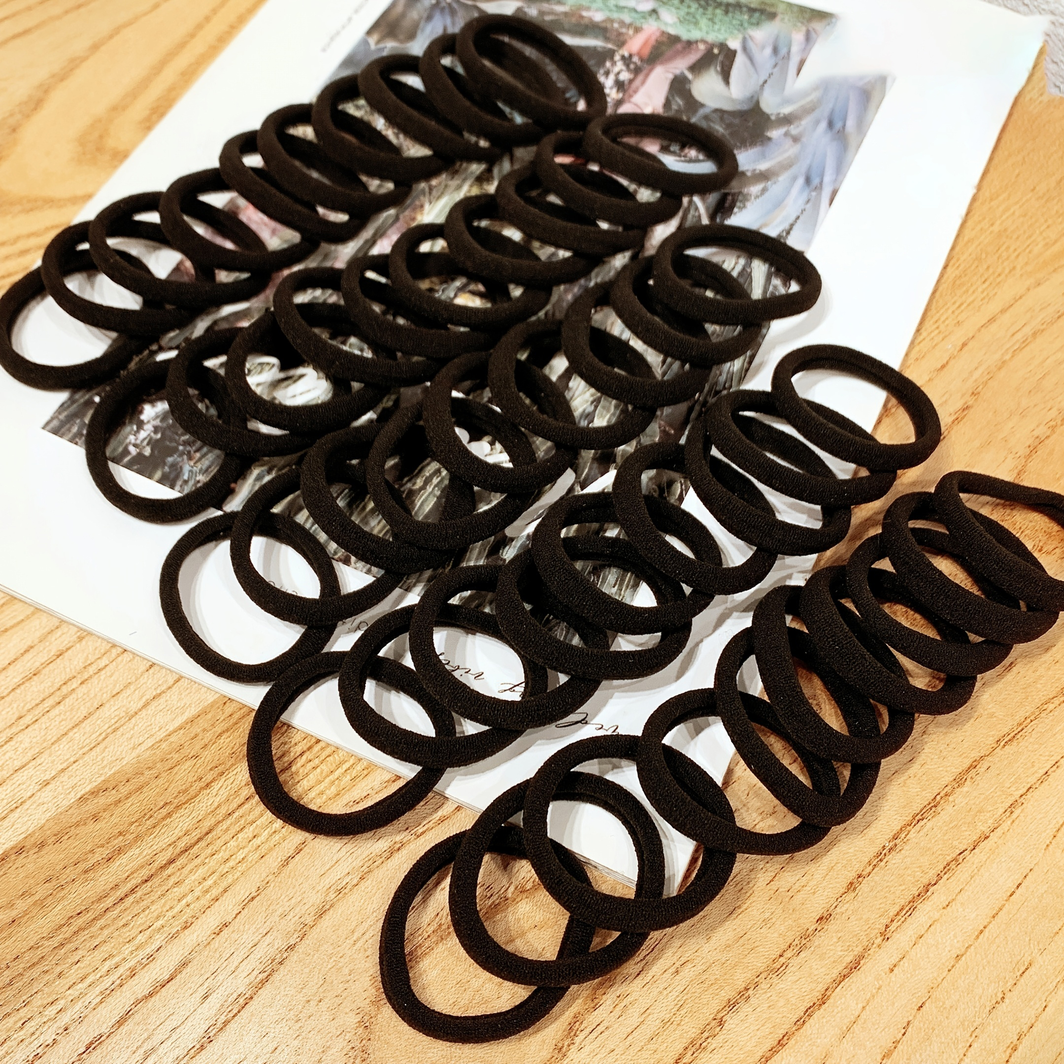 Hot Sale Black Terry Hair Ties High Elasticity Ponytail Holders for Women Thick Soft Bands for Hair Heavy Duty Hair Elast
