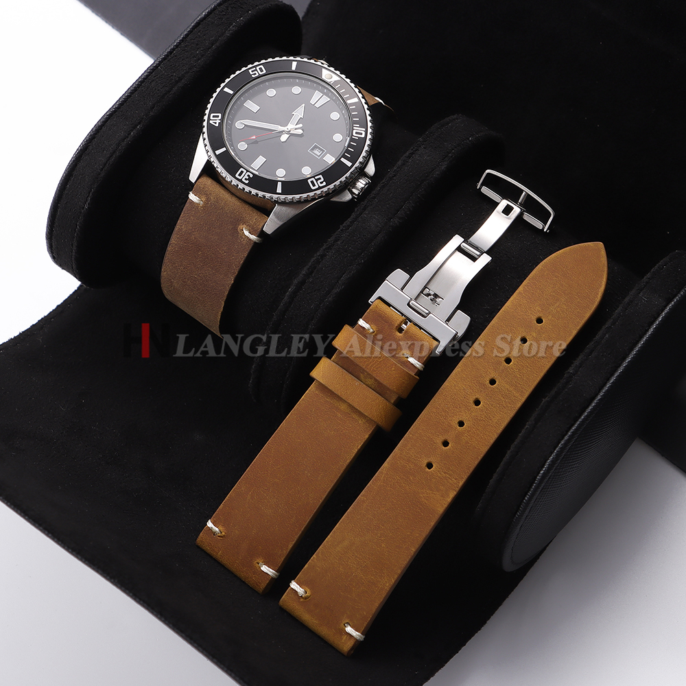 Crazy Horse Leather Watch Bracelet for Omega for Seiko for Rolex 18mm 20mm 21mm 22mm 24mm for Men Women Sport Business Wristband