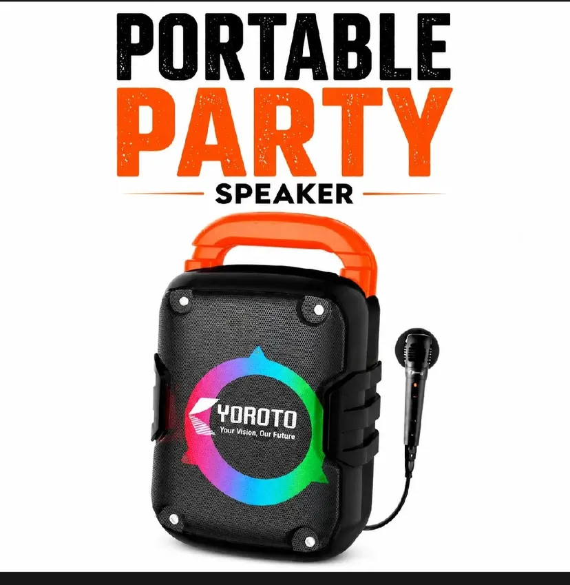 Bluetooth Speaker with Mic 25W Yoroto J12

| TWS Wireless Speaker |

USB AUX |

5 Hours

Battery |

Party Speaker