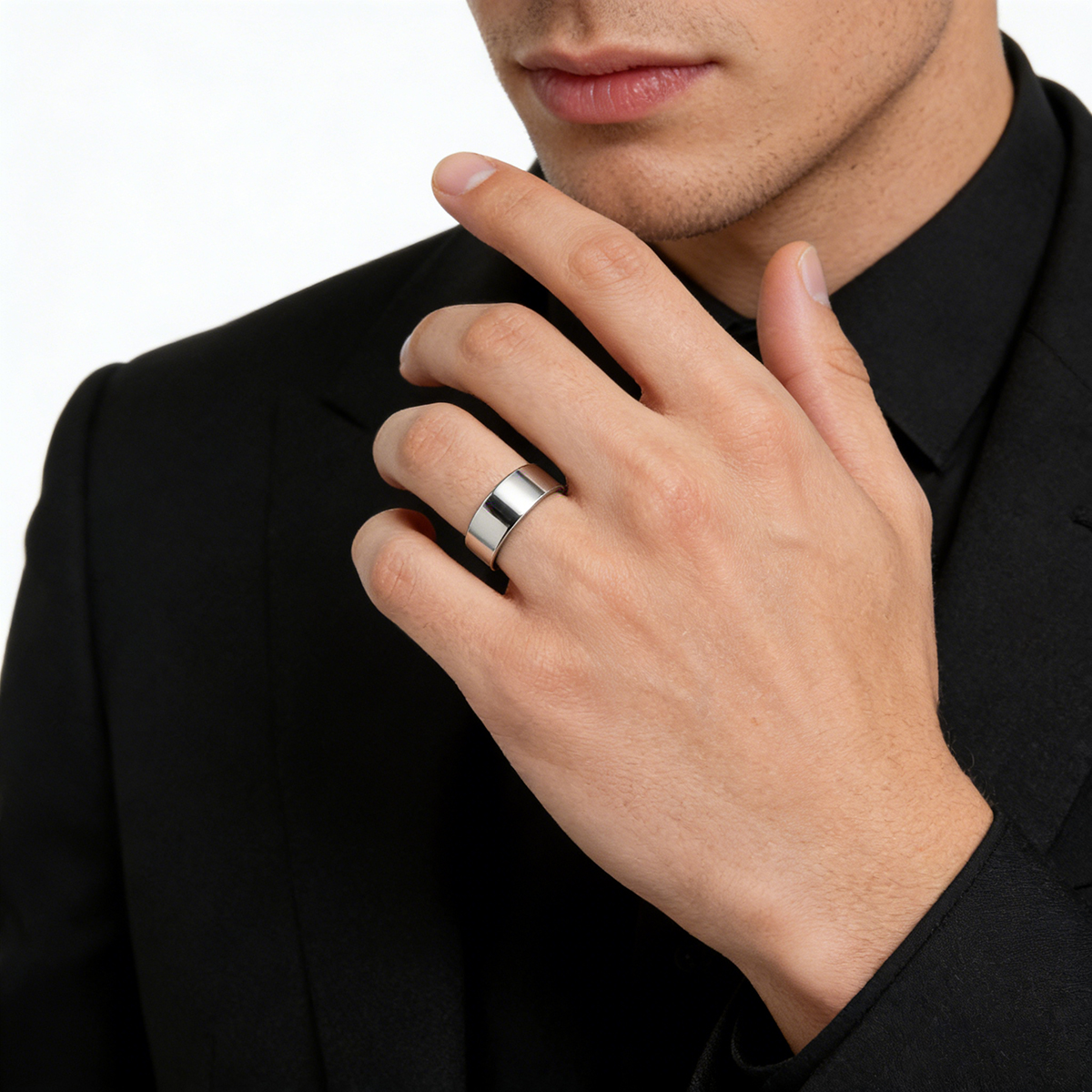 8mm Wide Hip-hop Punk Stainless Steel Fashion Ring for Men Women Classic Minimalist High-quality Daily Finger Jewelry