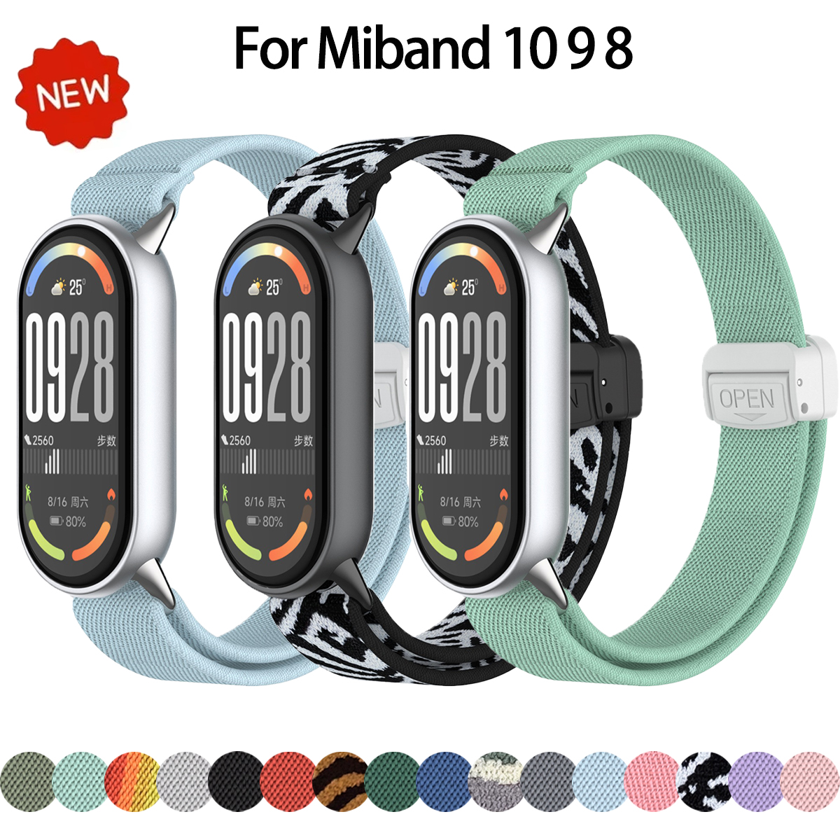 Elastic Nylon Band For Band 10/9/8 Magnetic Braided Sport Band For Miband 10 9 8 NFC Smartwatch Replacement Bracelet