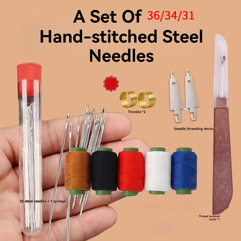 Clear Big Eye Steel Sewing Needles Kit, 2025 New Stainless Steel Needles For Hand Sewing, 31/34/36pcs Big Eye Steel Needles Set