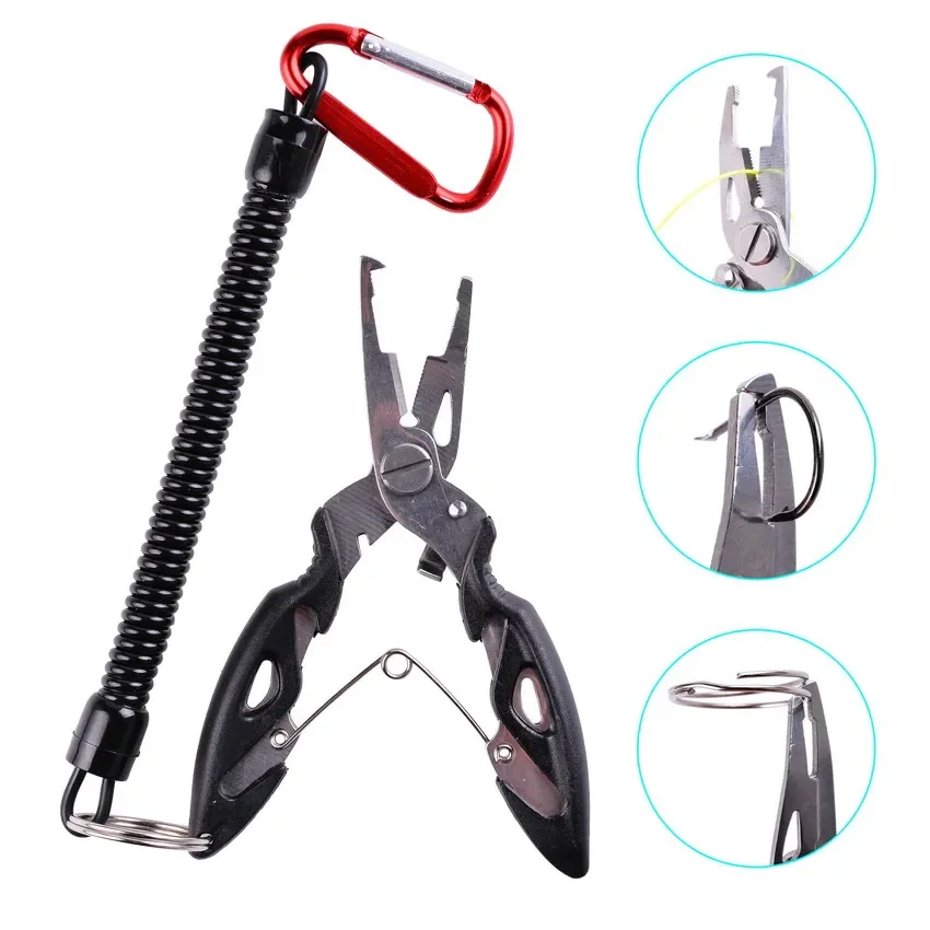 Multifunction Fishing Plier Tool With Line Cutter Scissors Hook Remover For Outdoor Saltwater Freshwater Durable Non Slip Handle