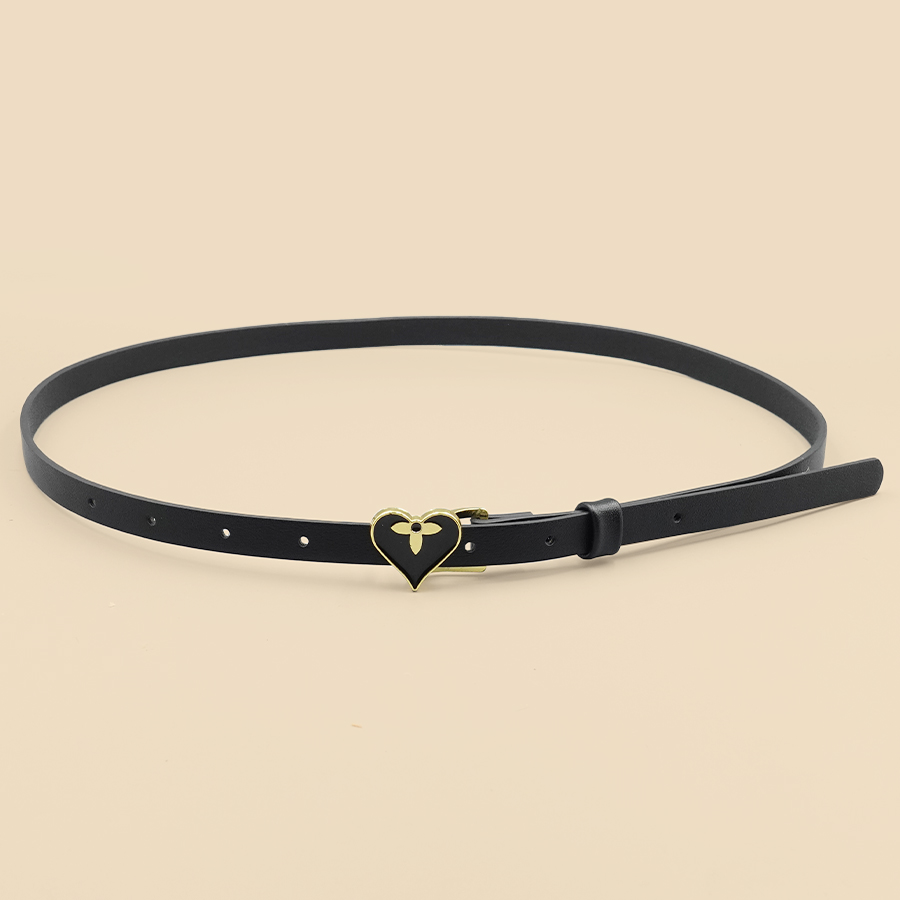 Black Heart-Shaped Fashionable Women's Slim Waist Belt, Y2K Style Personalized Simple Waist Belt, Girls' Skirt Dress Accessories