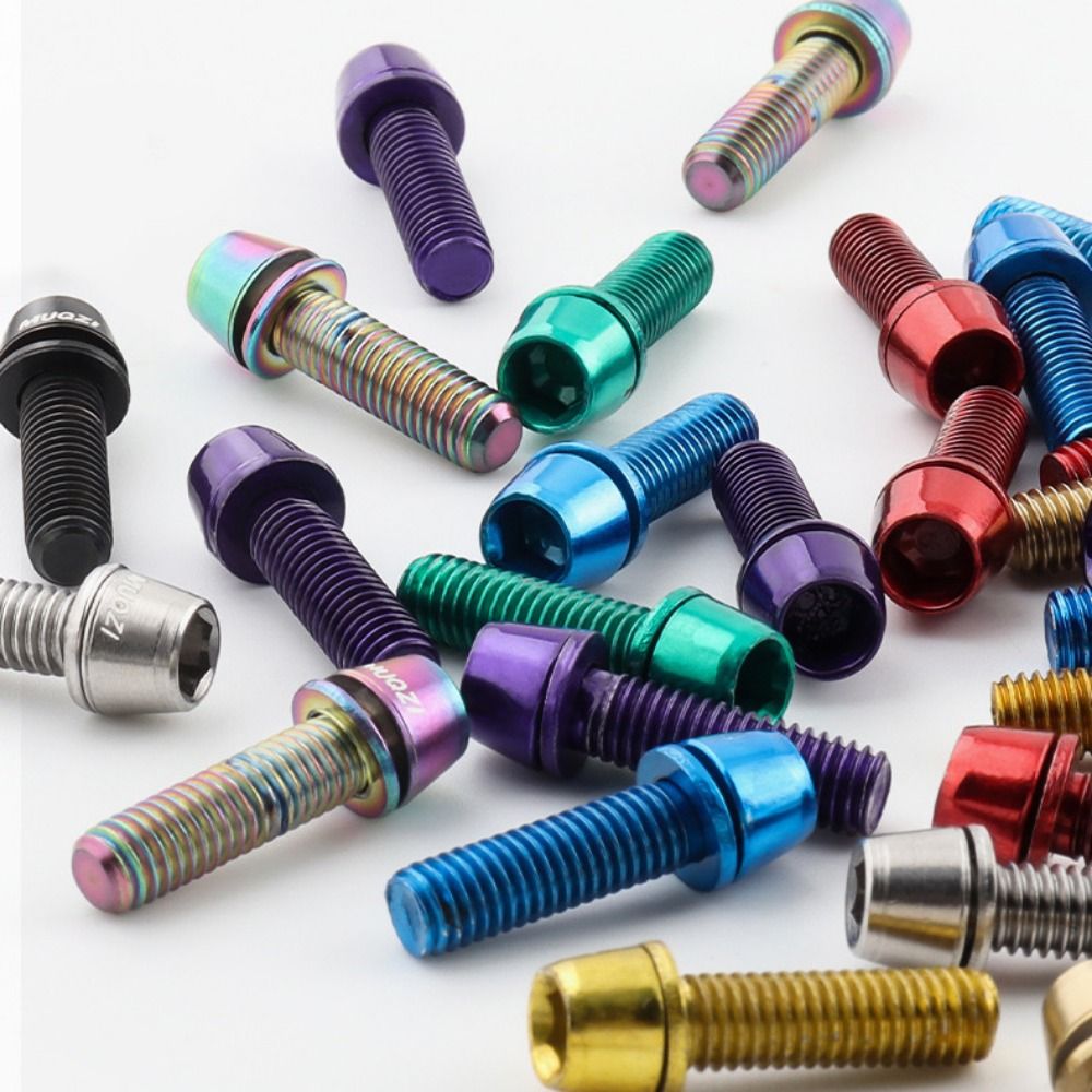 6pcs/set Titanium-plated Bicycle Handlebar Screws Stainless Steel M5 * 17MM Bicycle Disc Brake Caliper Bolt Stem Riser Colorful