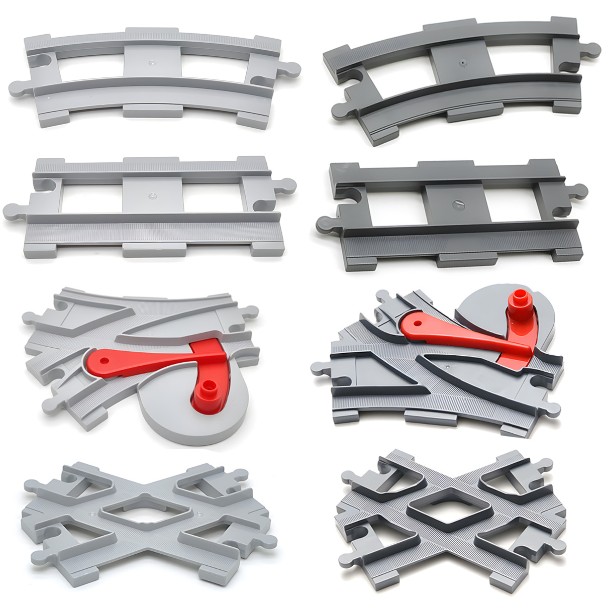 Train Track Series Compatible With DUPLO 10874 10872 10882 Large Brick Accessories Straight Curved Track Expansion For Kid DIY