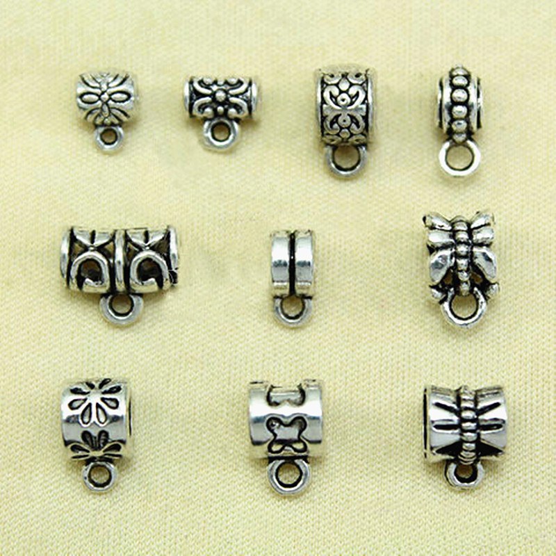 30Pcs Antique Tibetan Silver Connector Bail Tube Beads Spacer Bead Hanger For Jewelry Making Fit European Charm Bracelet Pendant pen gpt