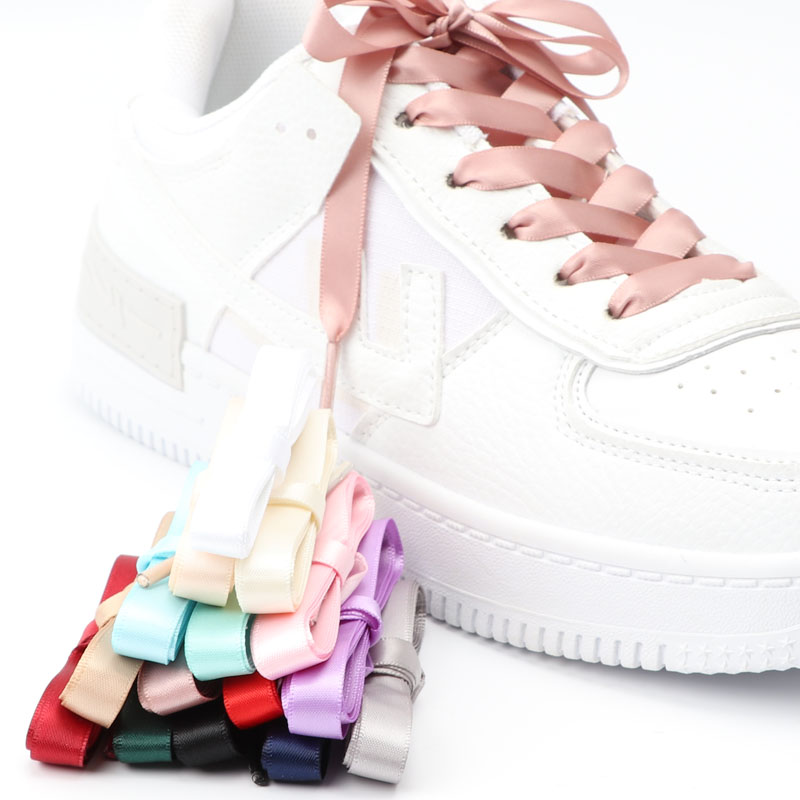 1 Pair Flat Shoe laces Satin Ribbon Silk Shoe lace Child Leisure Lace Shoelaces Woman White Shoelace 80/100/120/150 CM
