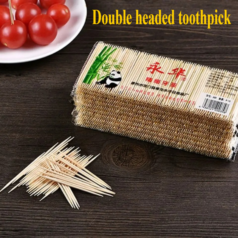 4000pcs Natural Bamboo Toothpick Disposable Double-headed Eco-friendly Toothpicks Bulk Wholesale for Hotel Restaurant Household