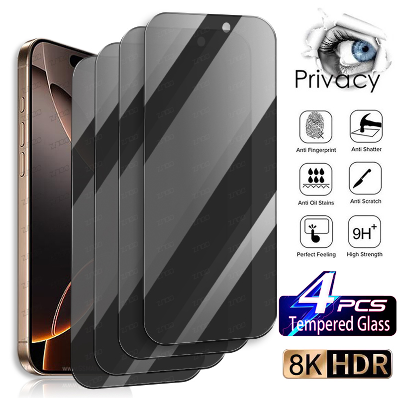 4Pcs Privacy Tempered Glass For iPhone 16 Pro Max 16Plus Anti Spy Screen Protectors For iPhone 16 Plus 16Pro Glass Full Cover