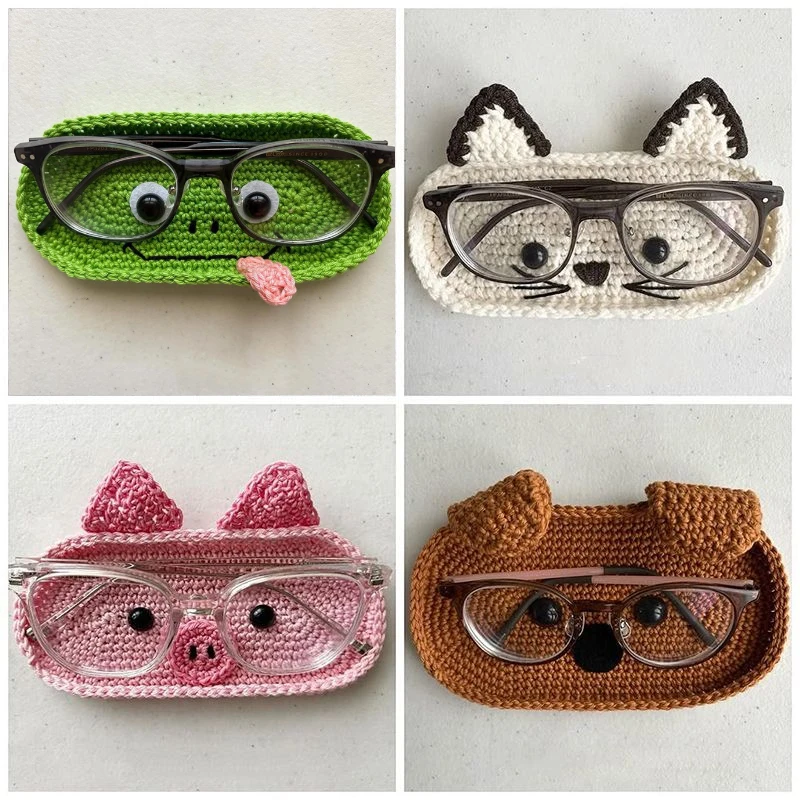 1PC Eyeglasses Storage Box Handmade Crochet Animal Series Woolen Knitting Holiday Material Kit Eyeglasses Storage Tray